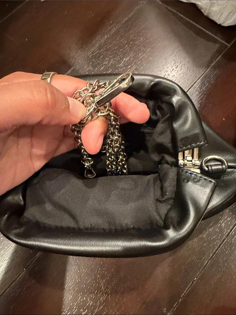 Black Soft Leather Clutch Bag - Minimalist Women's Evening Purse